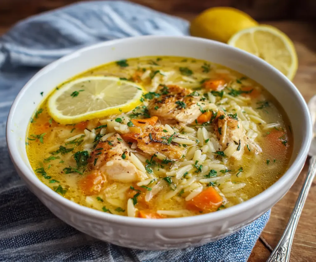 Quick Lemon Chicken Orzo Soup 